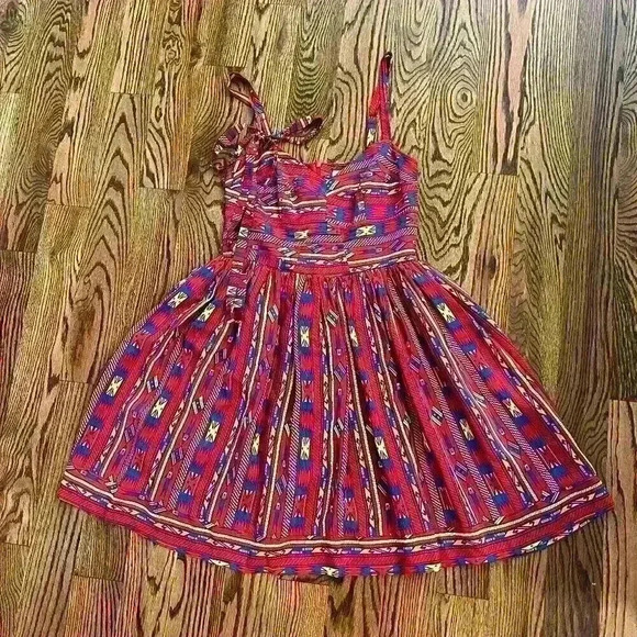 Adorable Aztec Spaghetti Strap Dress 100% SILK!!! - Picture 1 of 6